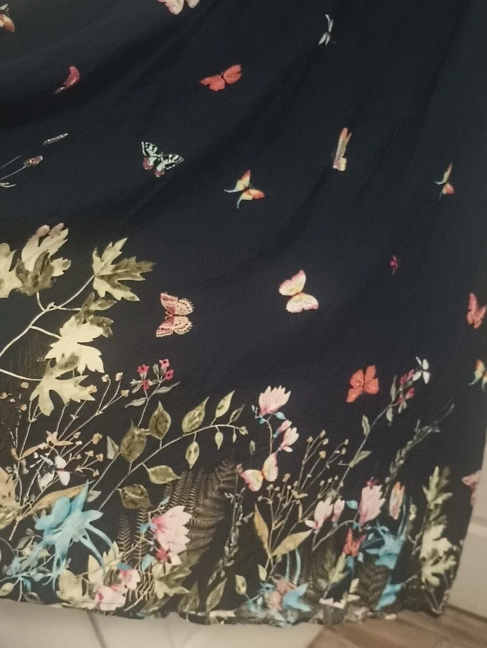 BloomChic Black Maxi Dress with Butterfly and Floral Border - Picture 8 of 10